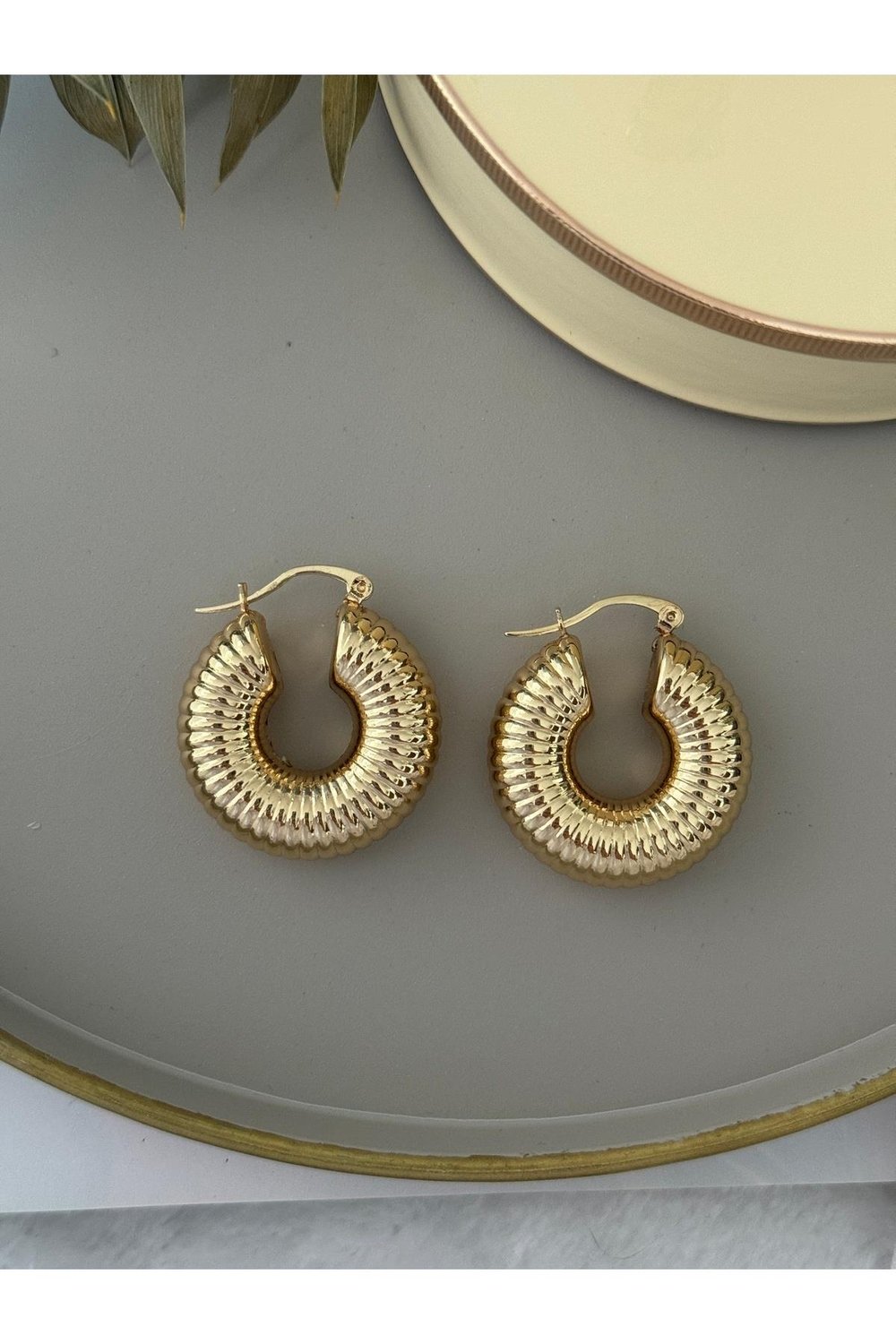 Bombeli Model Gold Ithal Halka Küpe