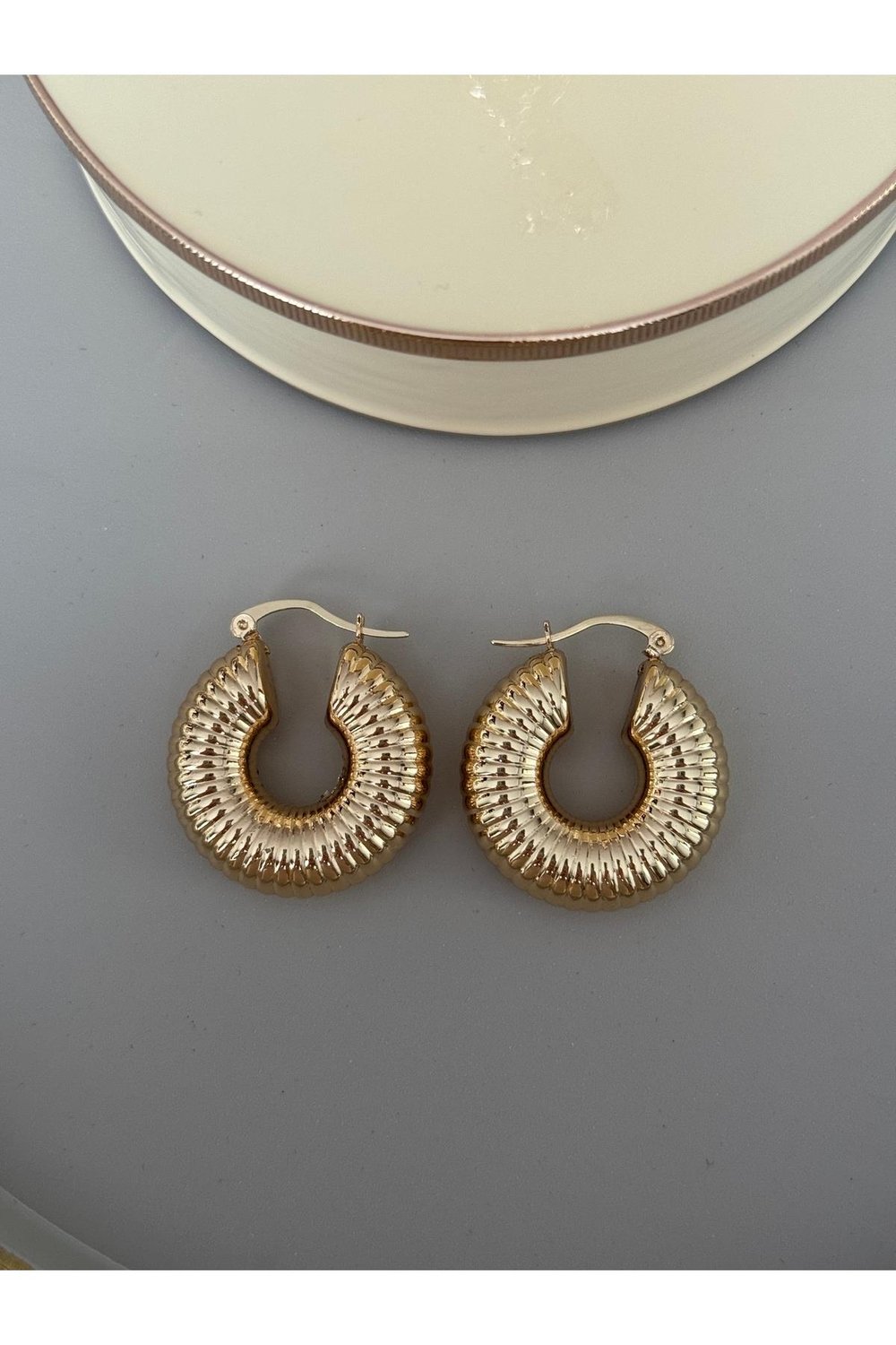 Bombeli Model Gold Ithal Halka Küpe