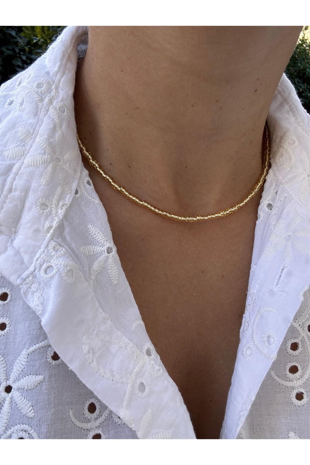 Gold Boncuklu Kolye | Minimalist Işıltı Kolyesi