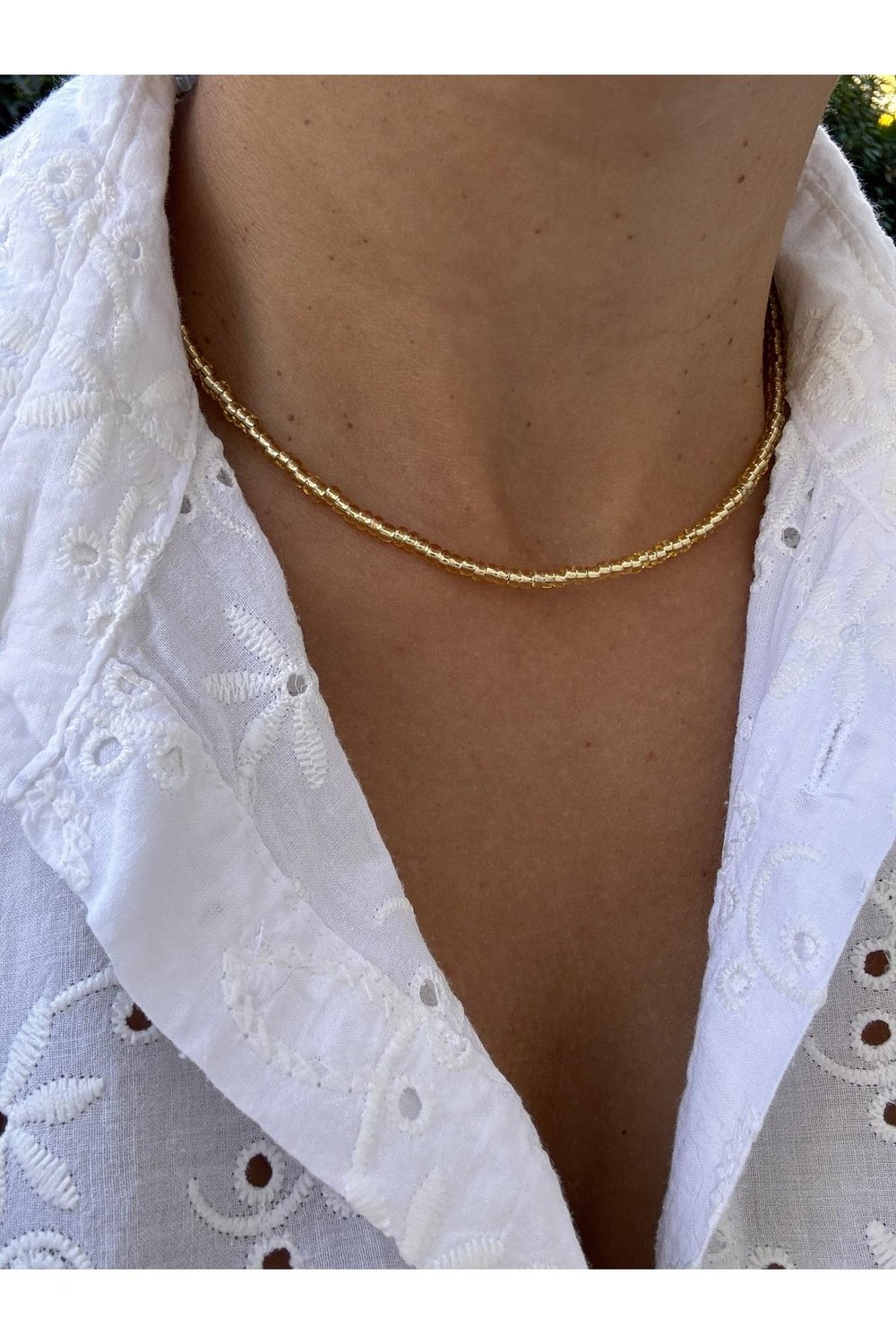 Gold Boncuklu Kolye | Minimalist Işıltı Kolyesi