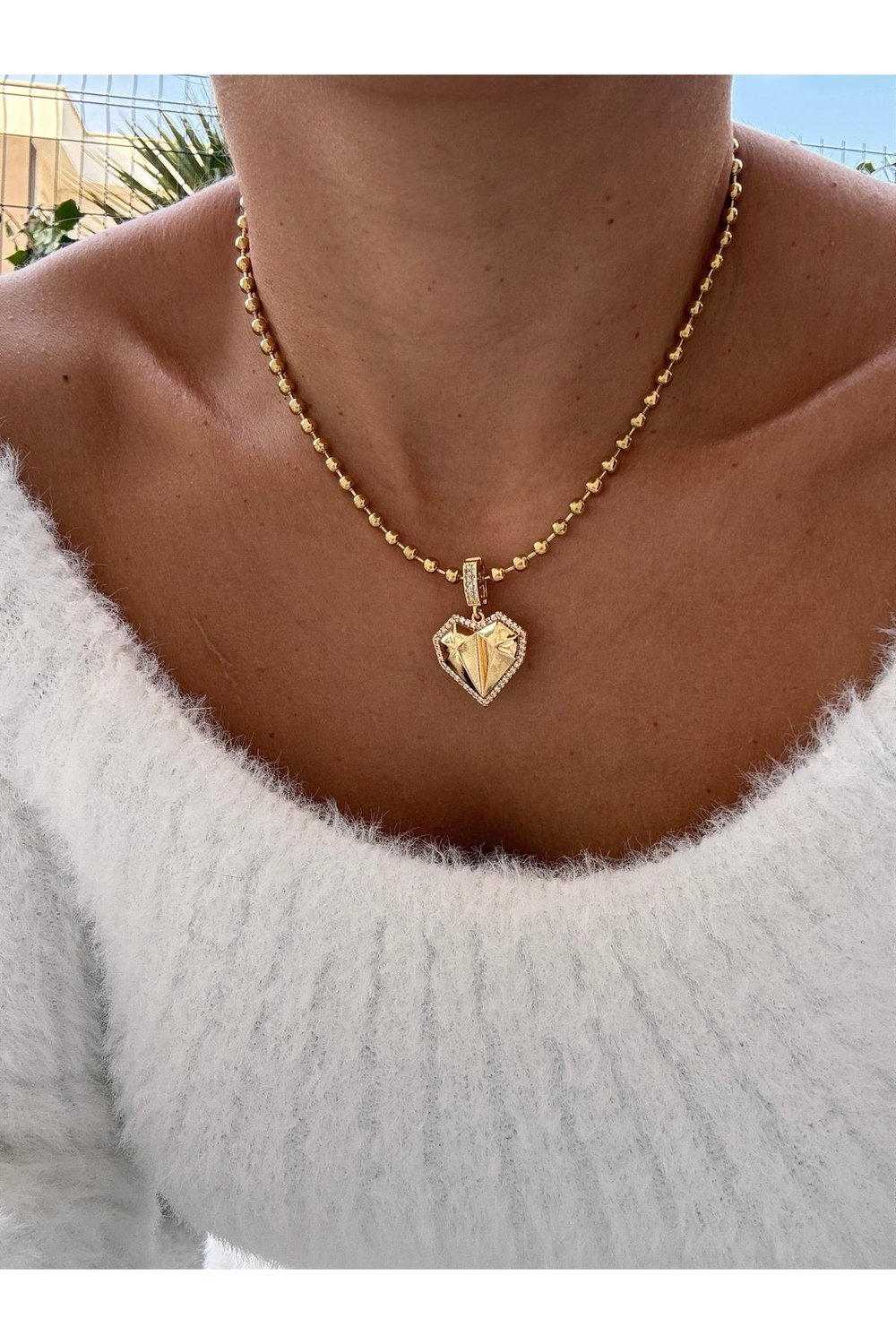 Gold Charm Top Zincir Çelik Kolye | Paslanmaz Çelik Charm Kolye | Gold Zincir Kolye