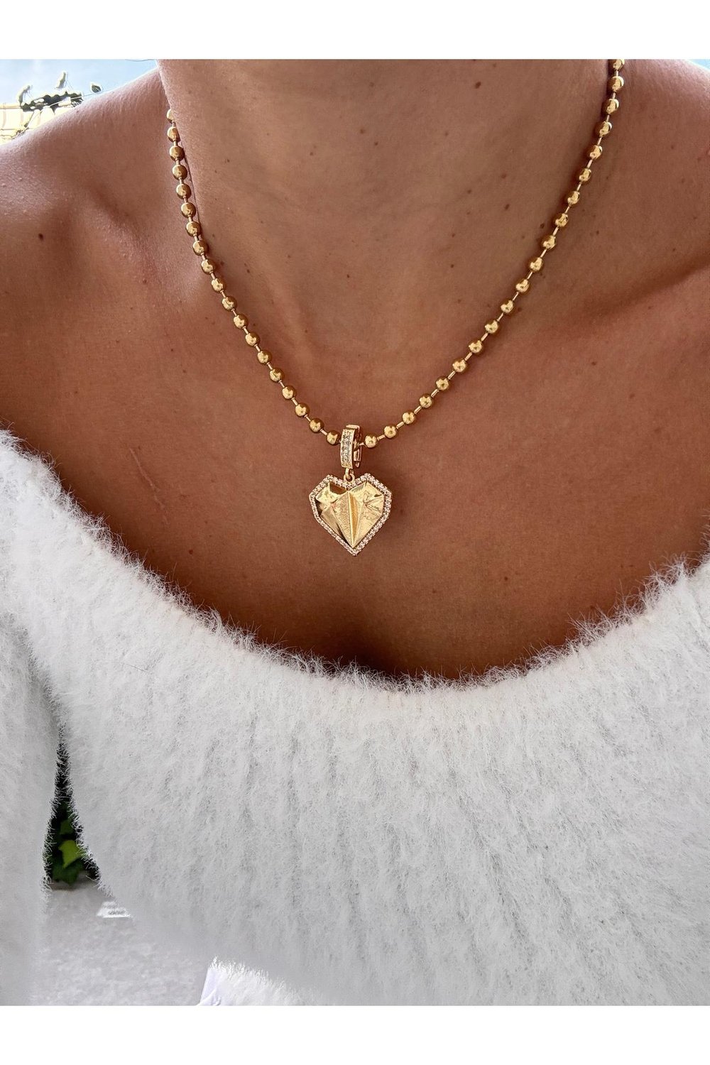 Gold Charm Top Zincir Çelik Kolye | Paslanmaz Çelik Charm Kolye | Gold Zincir Kolye