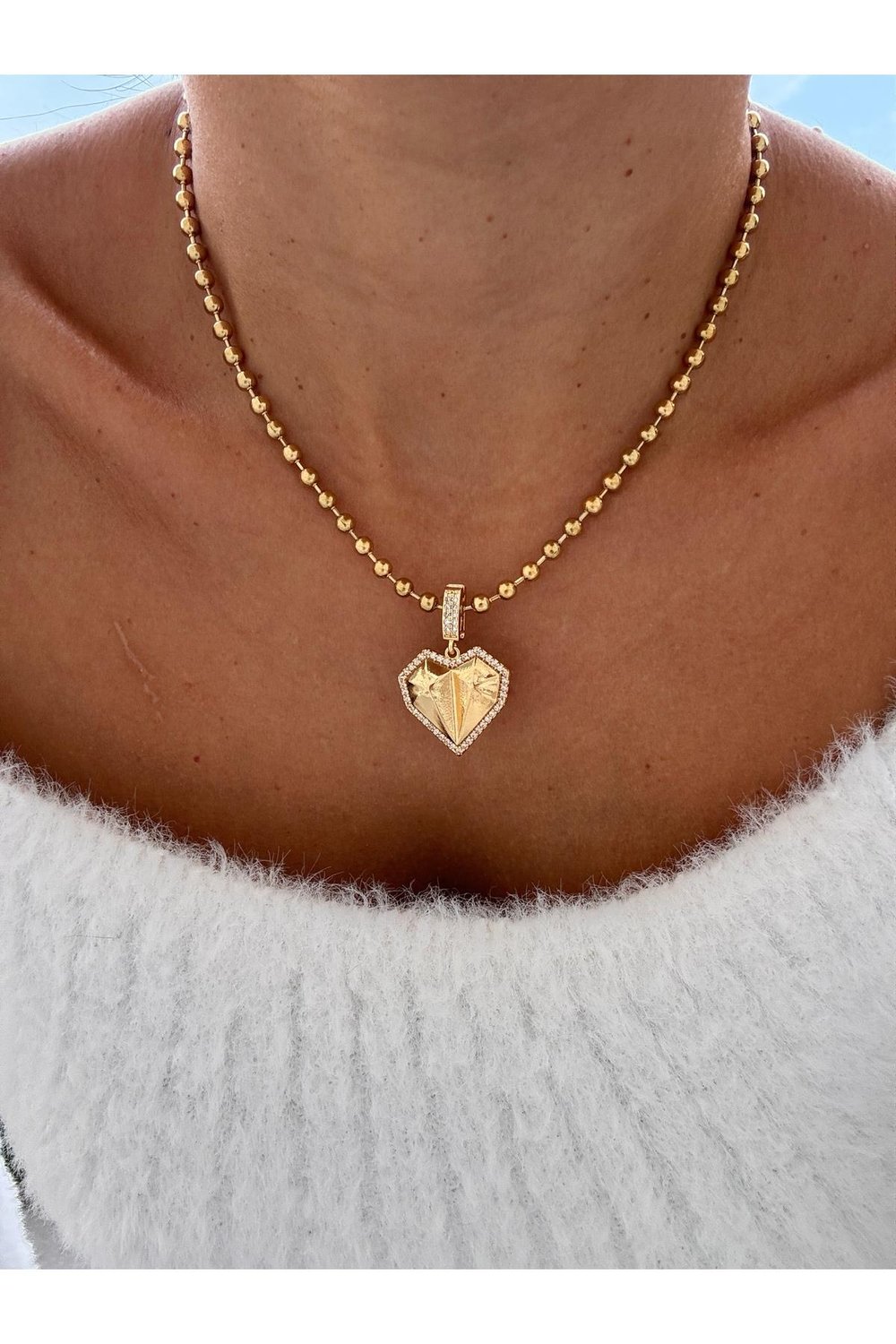 Gold Charm Top Zincir Çelik Kolye | Paslanmaz Çelik Charm Kolye | Gold Zincir Kolye