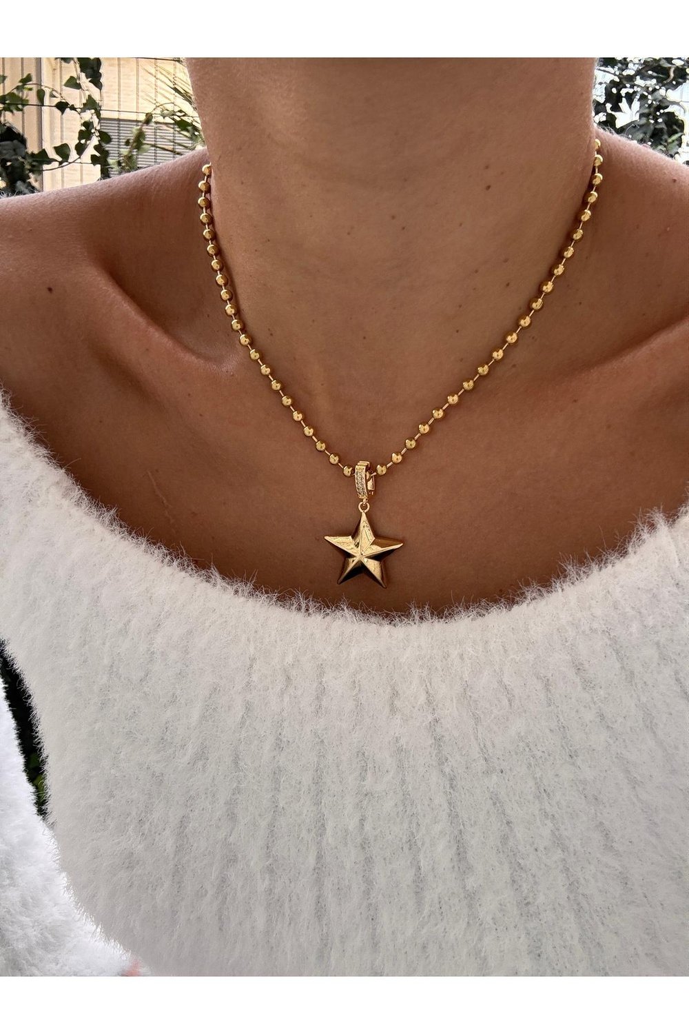 Gold Charm Top Zincir Çelik Kolye | Paslanmaz Çelik Charm Kolye | Gold Zincir Kolye