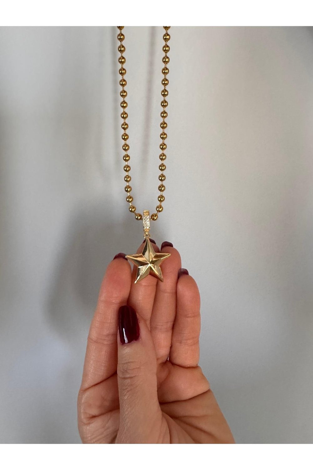 Gold Charm Top Zincir Çelik Kolye | Paslanmaz Çelik Charm Kolye | Gold Zincir Kolye