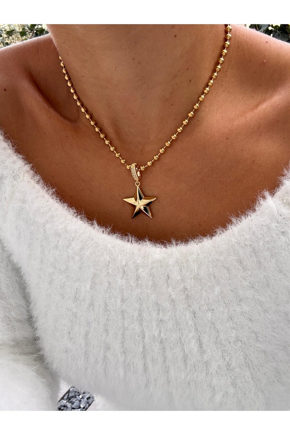 Gold Charm Top Zincir Çelik Kolye | Paslanmaz Çelik Charm Kolye | Gold Zincir Kolye