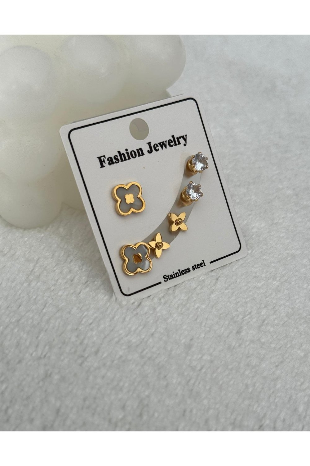Gold İthal Çelik Küpe Set