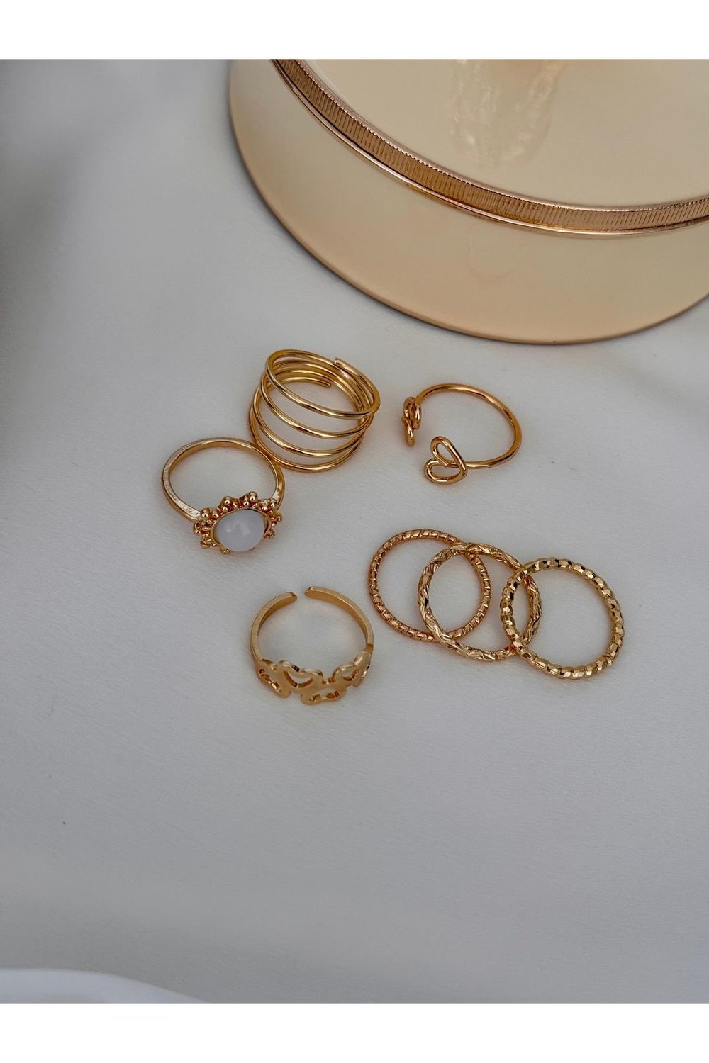 Gold Yüzük Set | 10 Adet Yüzük | 10'lu Yüzük Kombin | Numarasız Yüzük