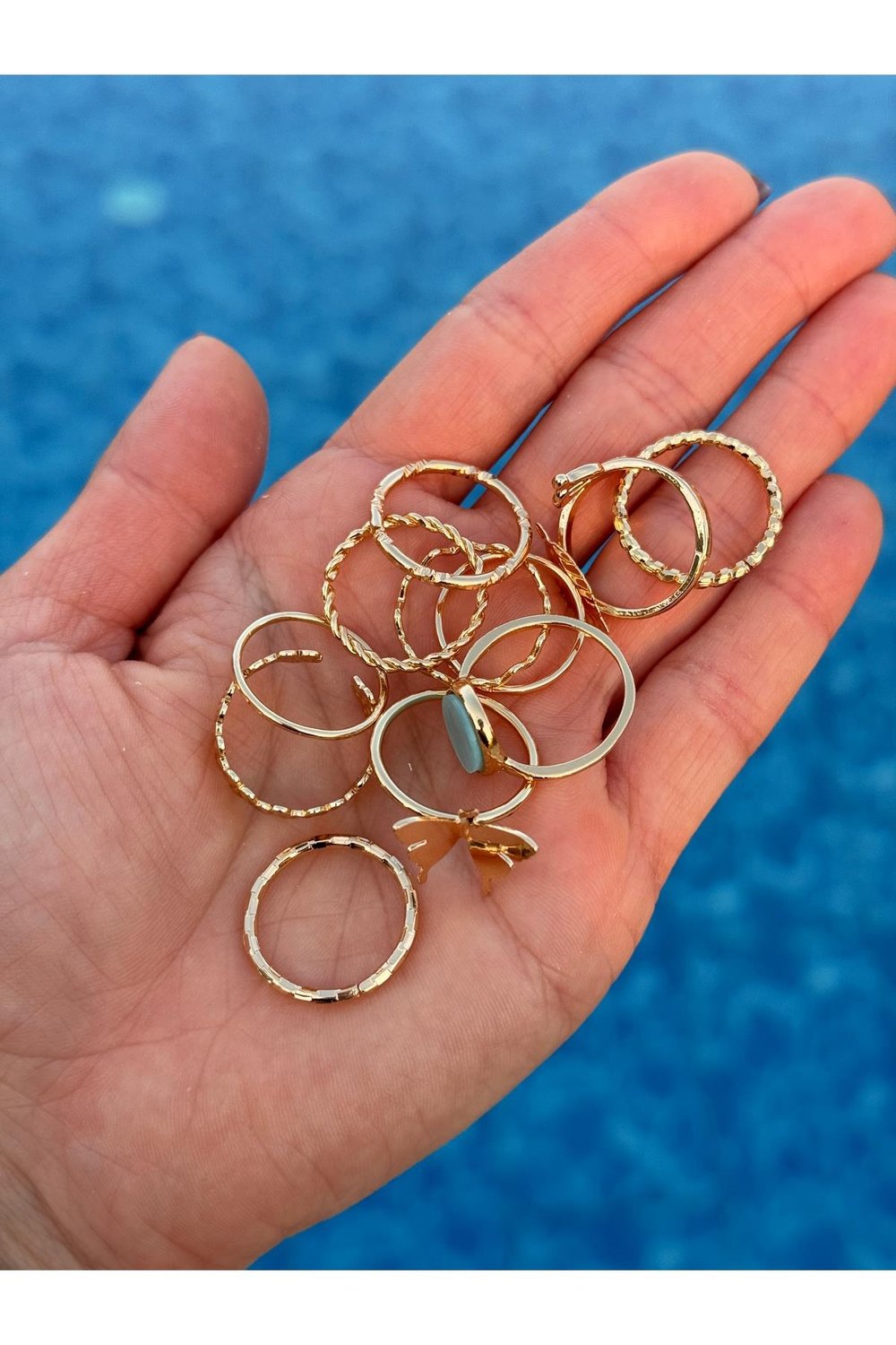 Gold Yüzük Set | 10'lu Yüzük Kombin | Numarasız Yüzük