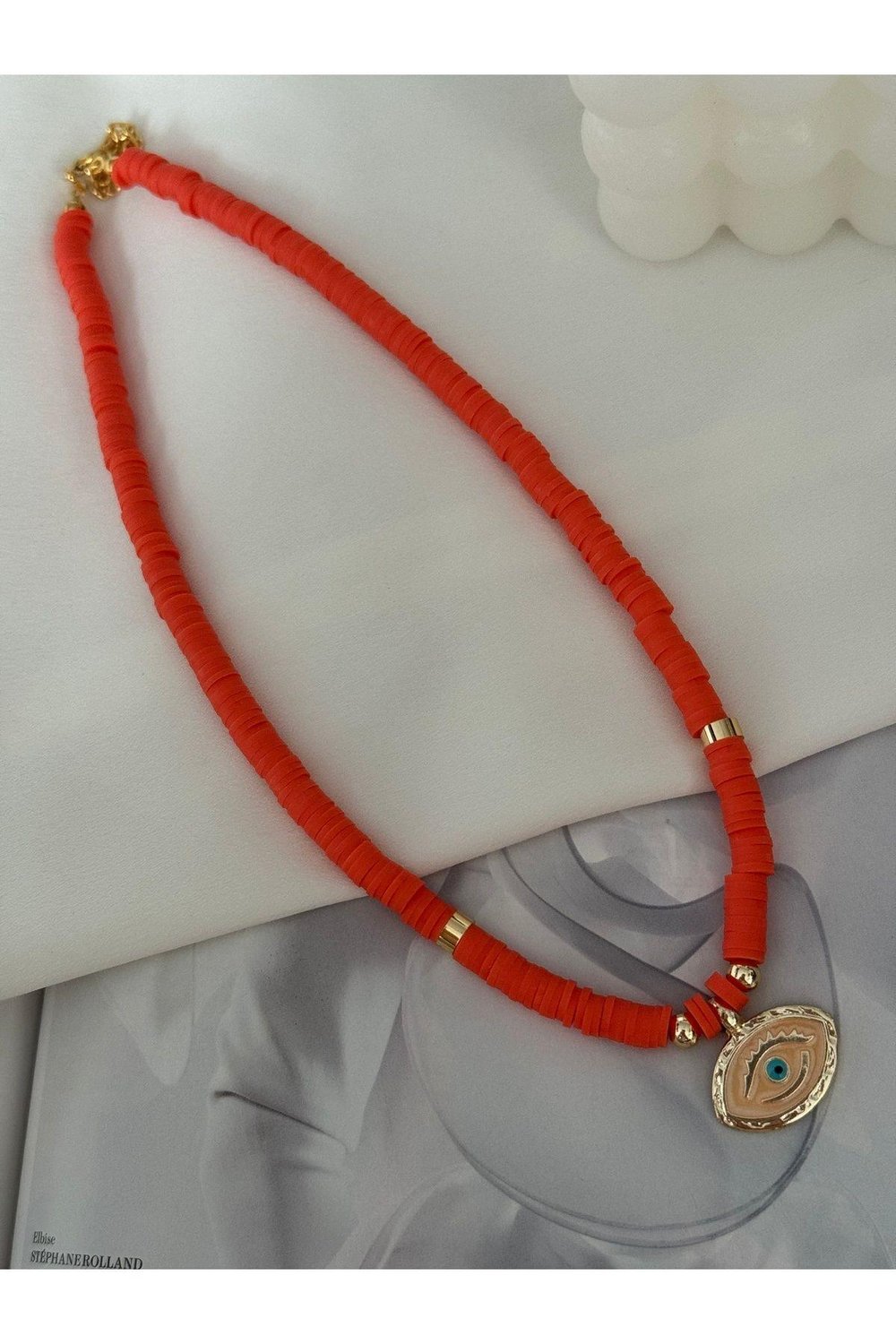 Göz Turuncu Fimo Kolye | Summer Necklace