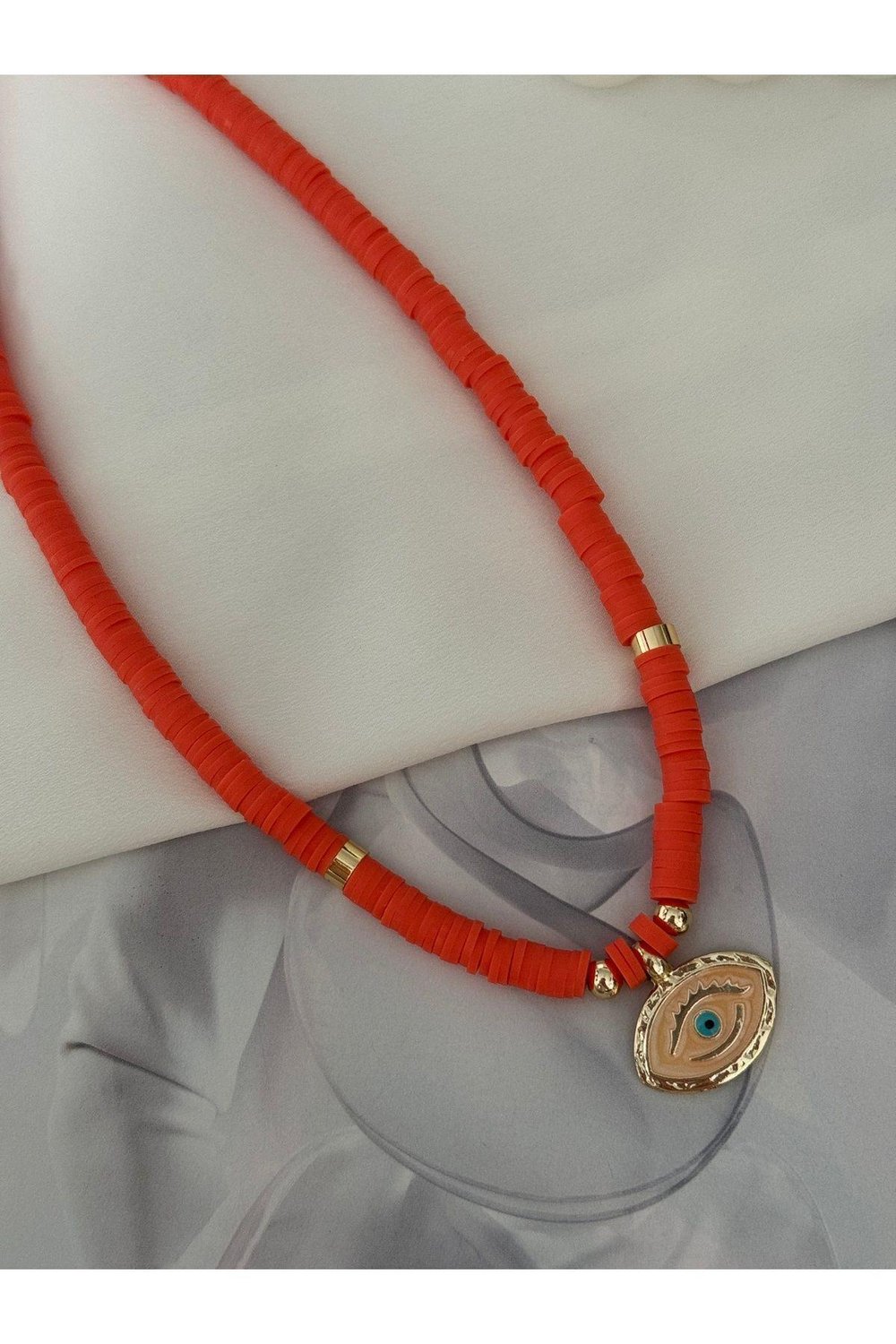 Göz Turuncu Fimo Kolye | Summer Necklace