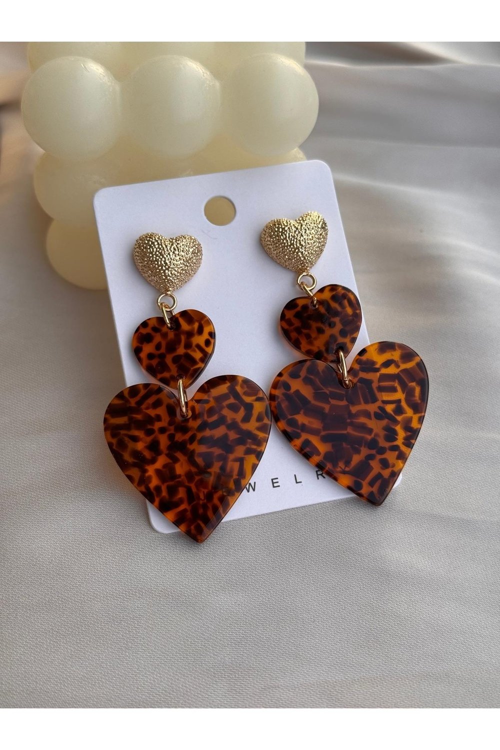 Kalpli Leopar Küpe | Abiye Küpe | Büyük Boy Sallantılı Küpe