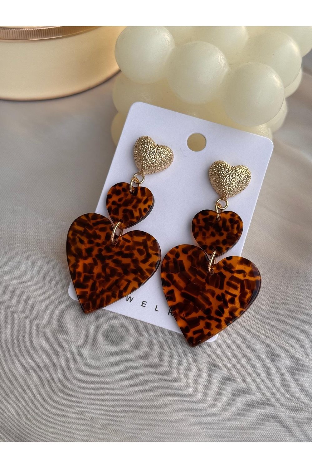 Kalpli Leopar Küpe | Abiye Küpe | Büyük Boy Sallantılı Küpe