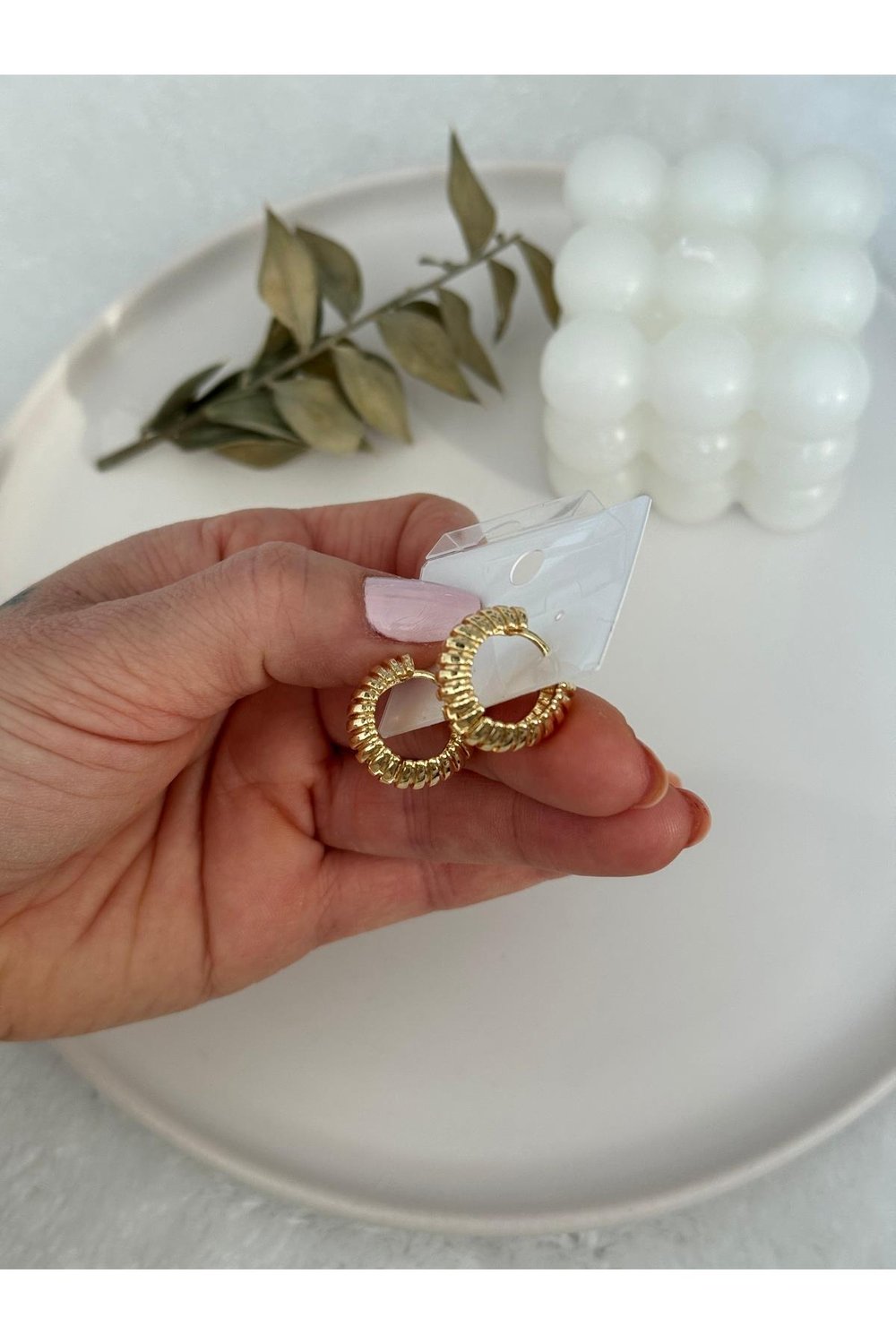 Minimal Gold Ithal Halka Küpe | Küçük Boy Halka Küpe