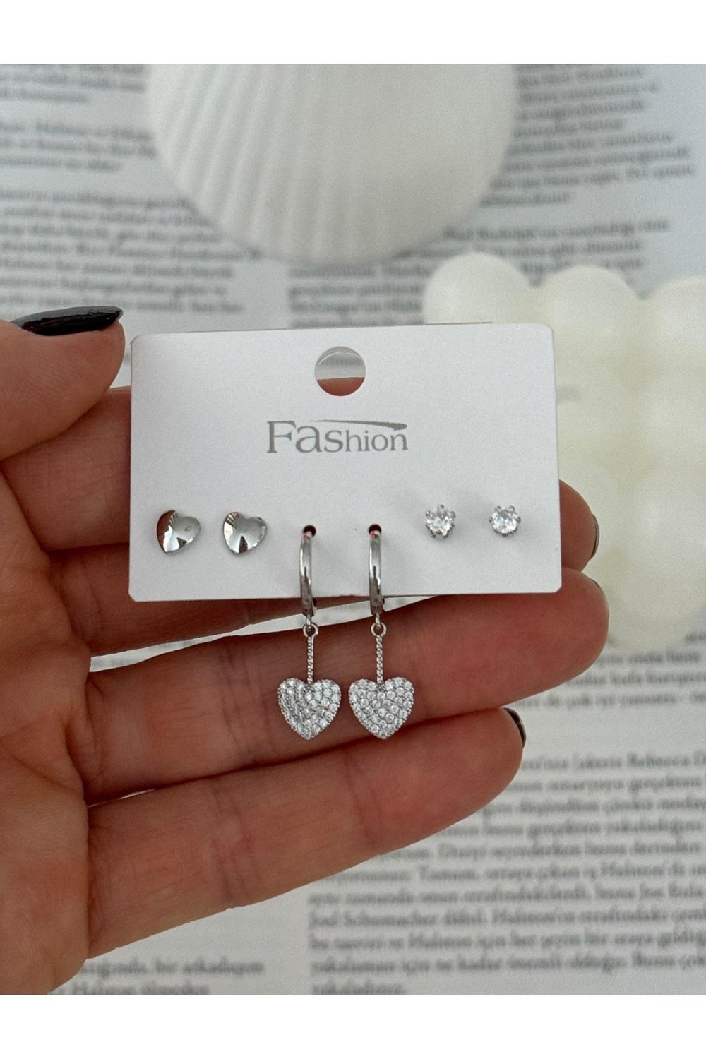 Minimalist Zirkon Taşlı Ithal Küpe Set | Minimal Küpe