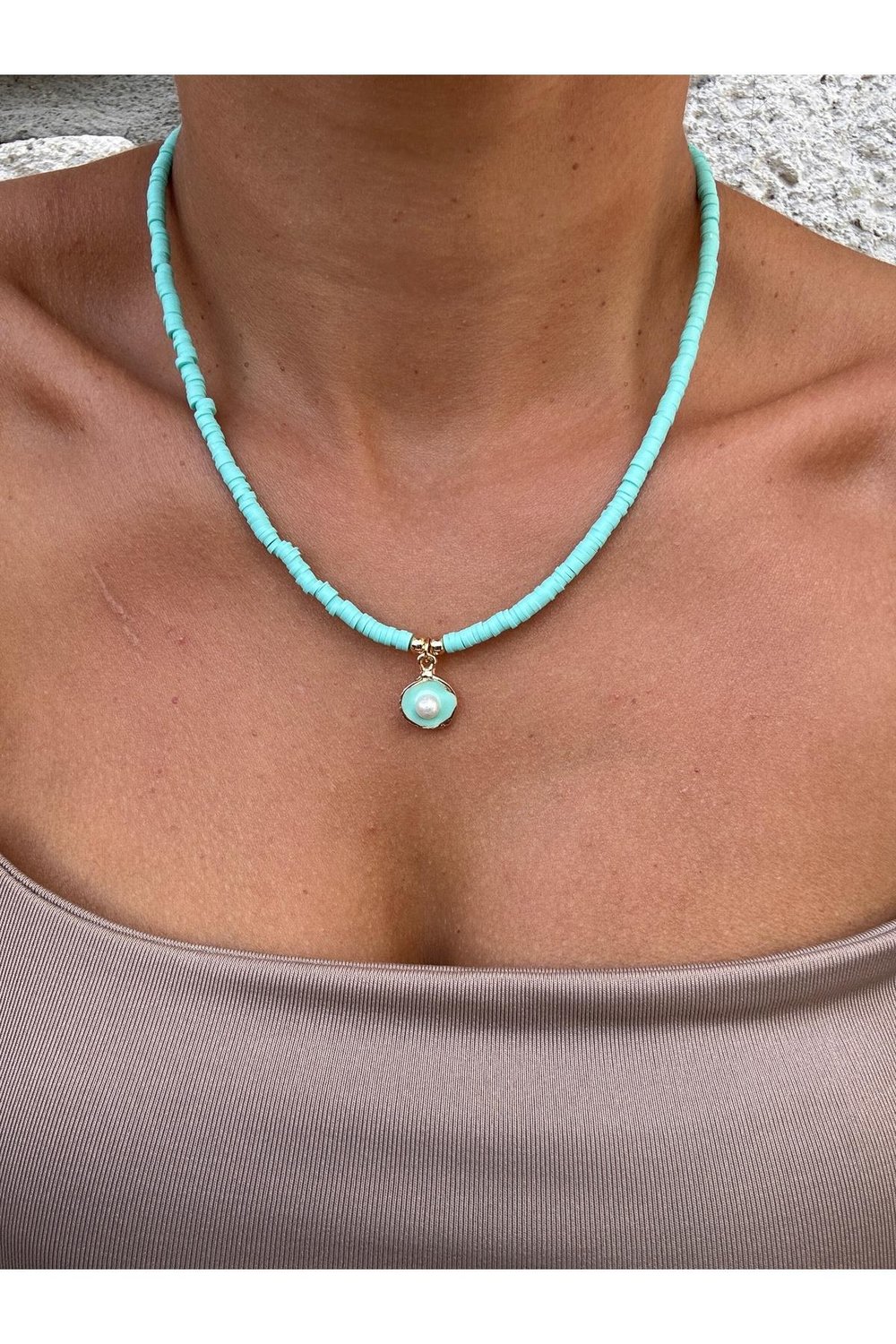 Su Yeşili fimo Kolye | Figürlü Fimo Kolye | Charm Kolye | Cute Necklace
