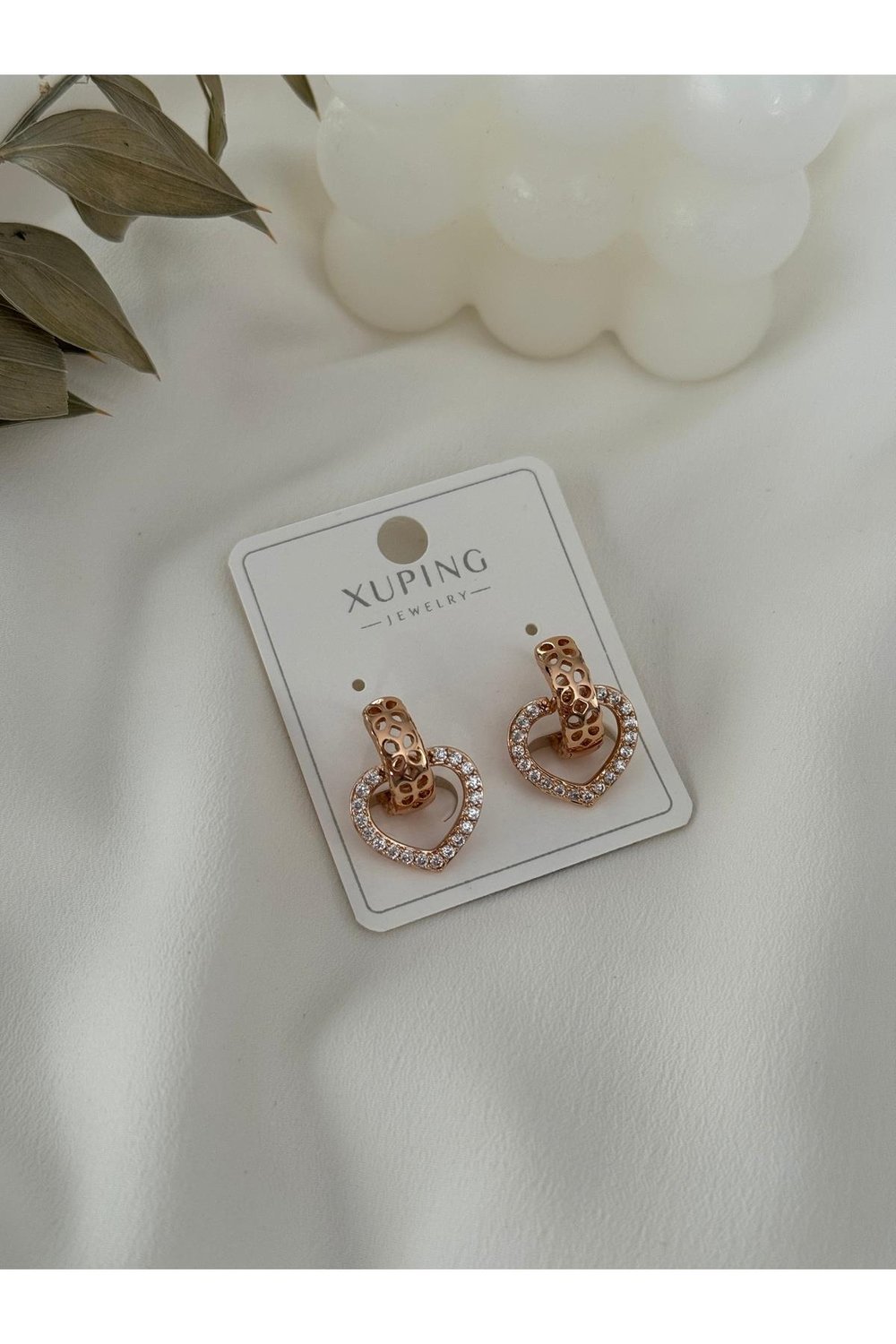 Xuping Model Rose Gold Kaplama Kalp Küpe