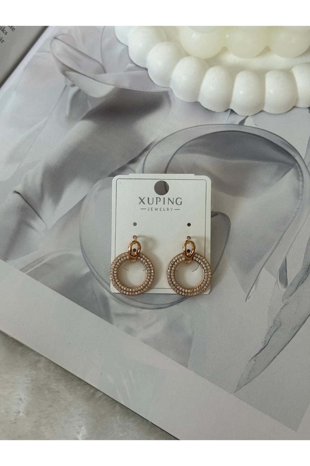 Xuping Model Zirkon Taşlı Halka Küpe | Mini Halka Küpe
