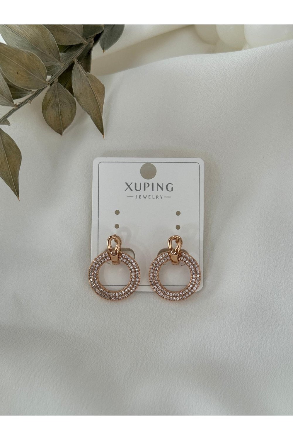 Xuping Model Zirkon Taşlı Halka Küpe | Mini Halka Küpe