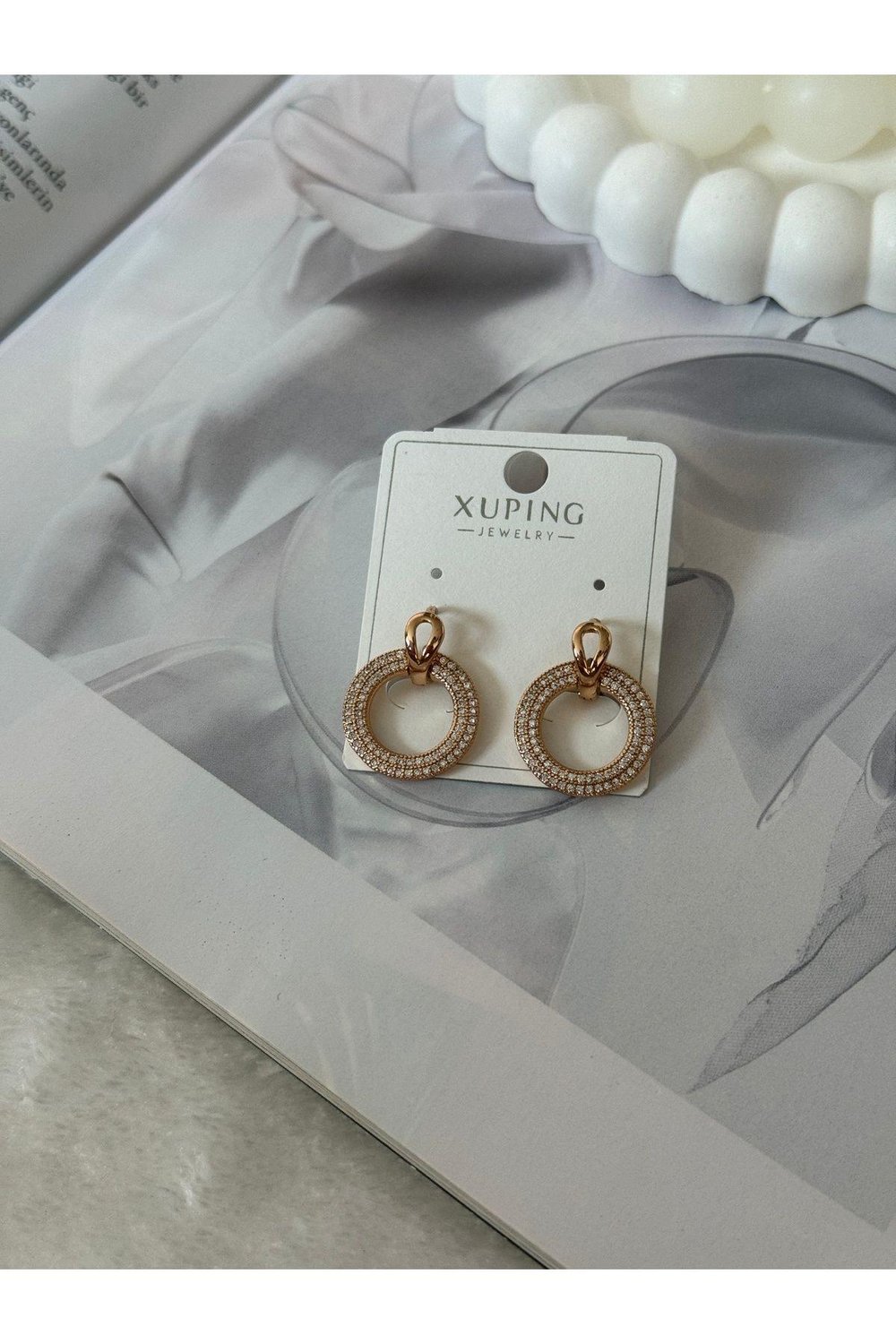 Xuping Model Zirkon Taşlı Halka Küpe | Mini Halka Küpe