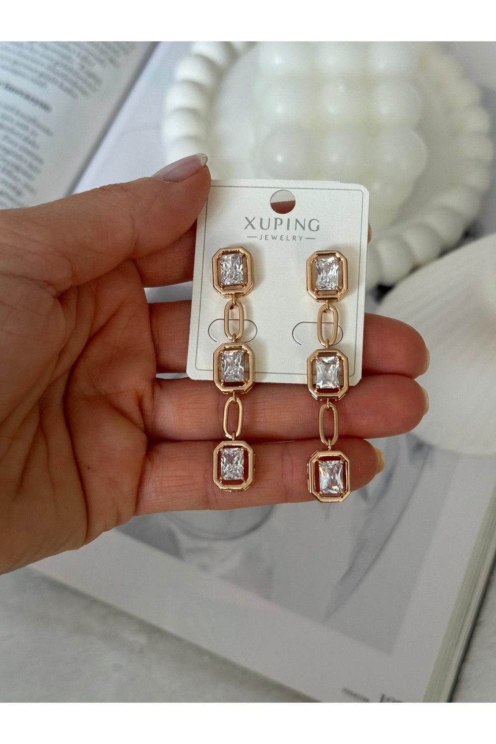 Xuping Model Zirkon Taşlı Ithal Sallantılı Küpe