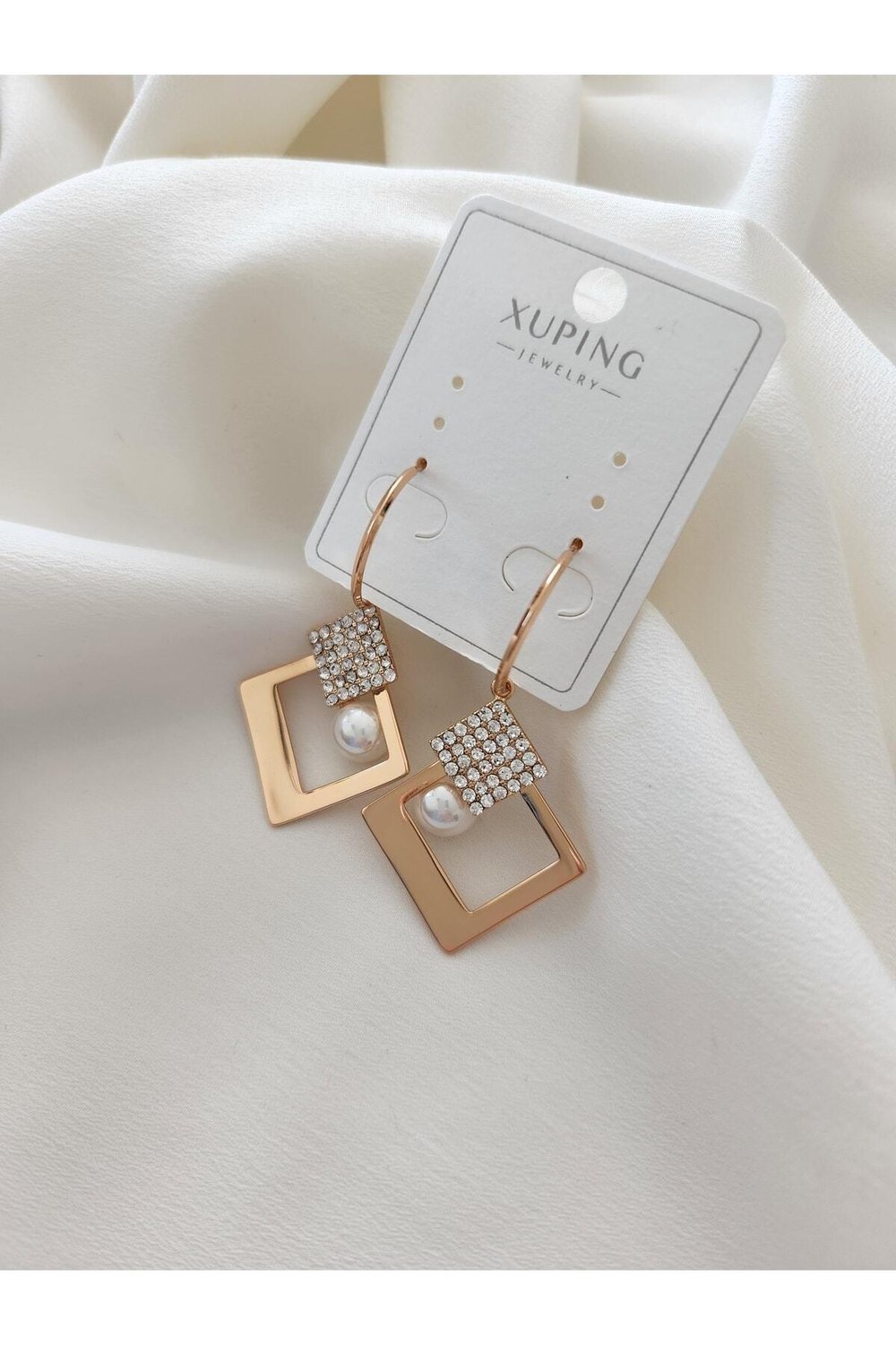 Xuping Rose-gold Kaplama Zirkon Taşlı Sallantılı Küpe