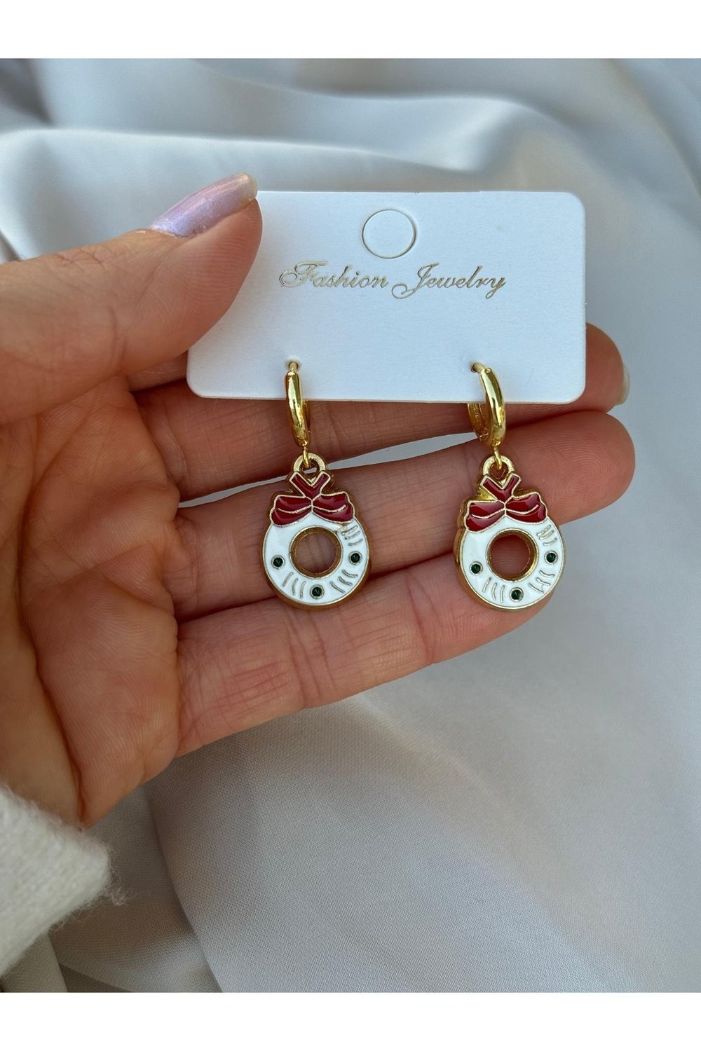 Yılbaşı Küpe | Christmas Küpe | Noel Küpesi | Christmas Earrings | Gold Sallantılı Küpe