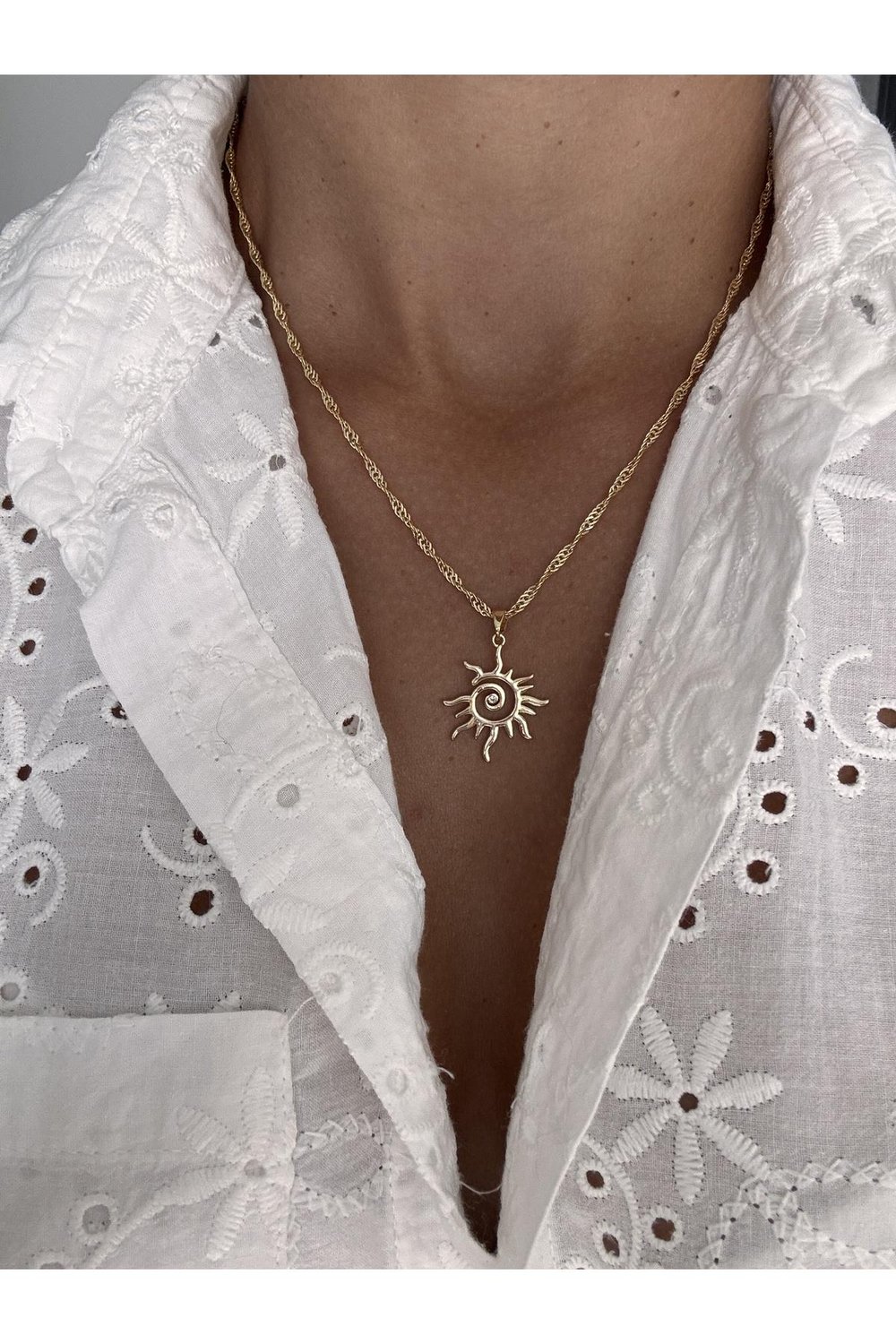 Zirkon Taşlı 14k Altın Kaplama Güneş Kolye | Zincir Kolye | Chain Necklace | Sun Figure Necklace
