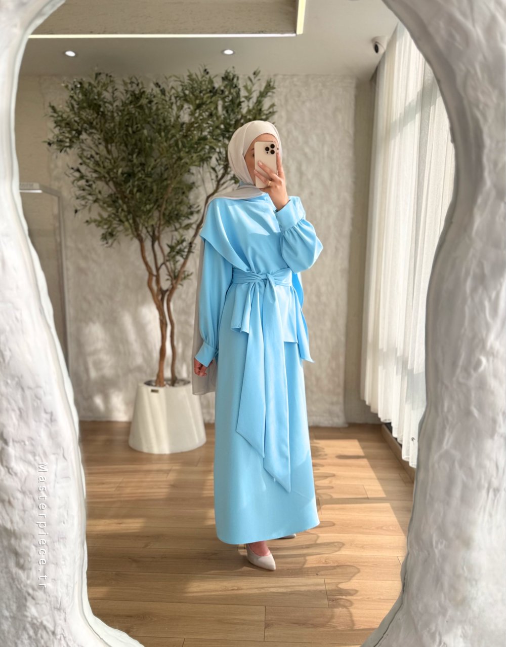 Aller detaylı elbise seyyar kemerli