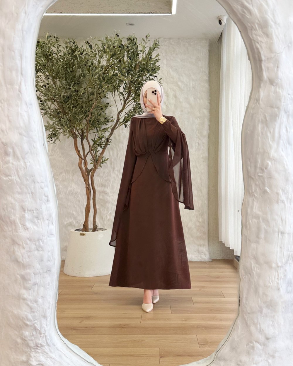 Butterfly şifon detaylı elbise