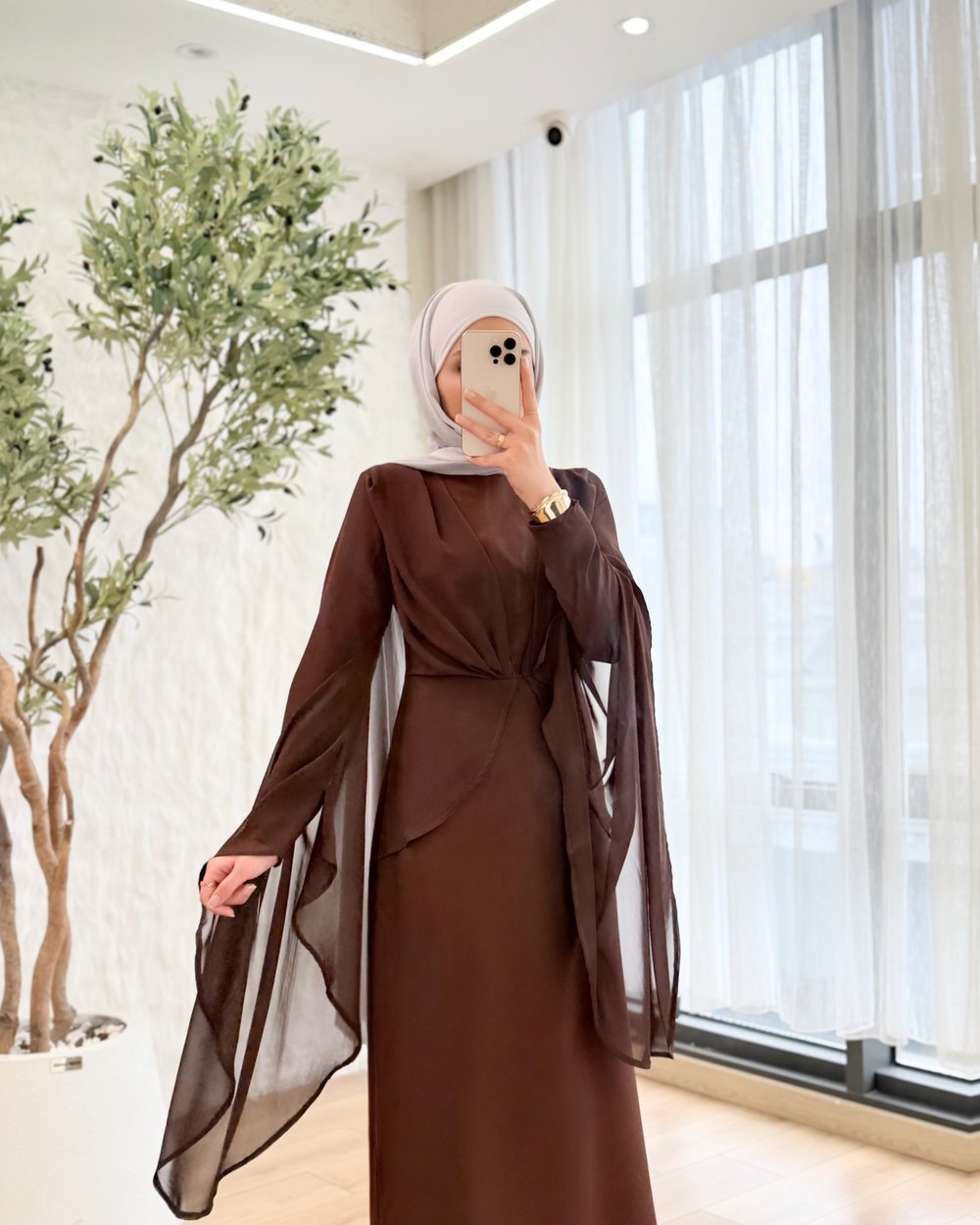 Butterfly şifon detaylı elbise