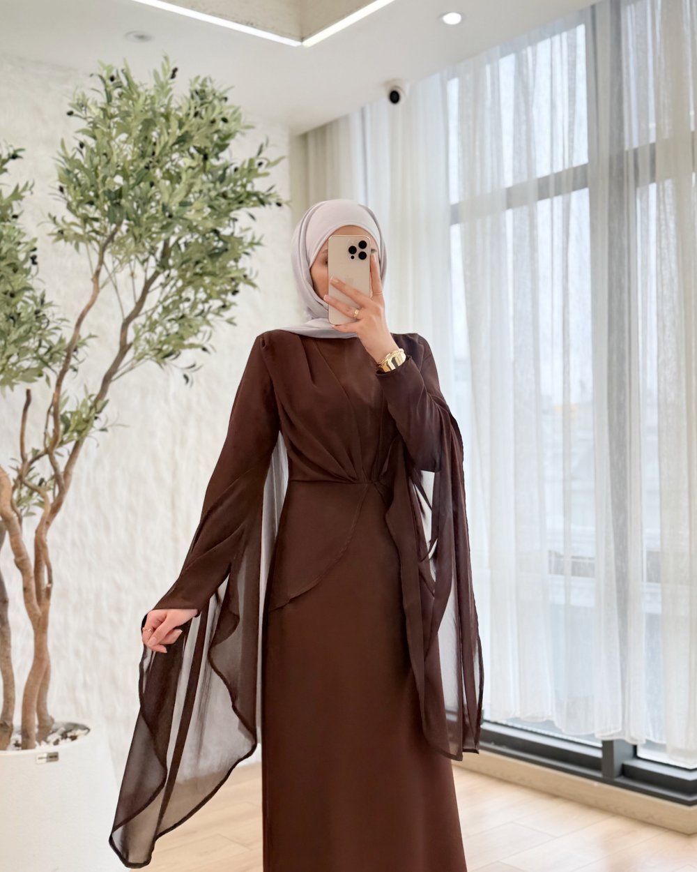 Butterfly şifon detaylı elbise