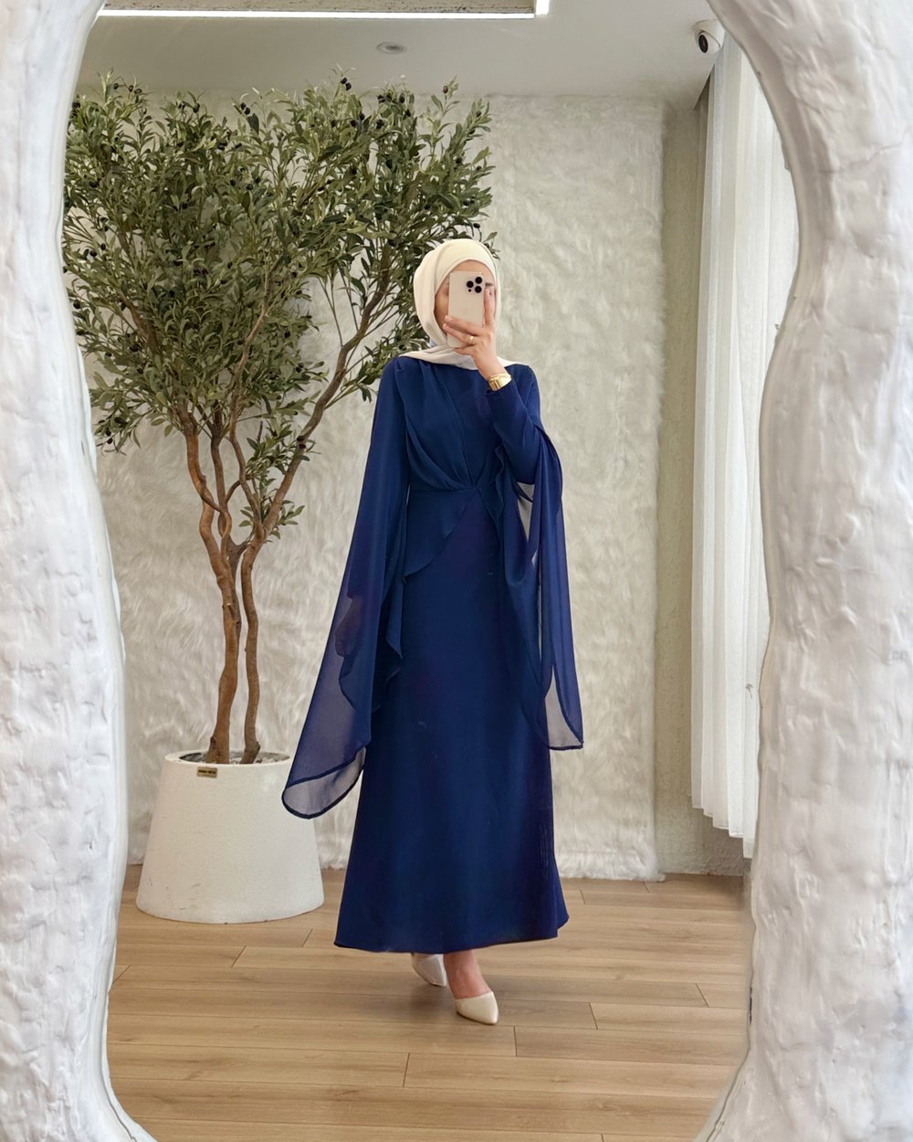 Butterfly şifon detaylı elbise