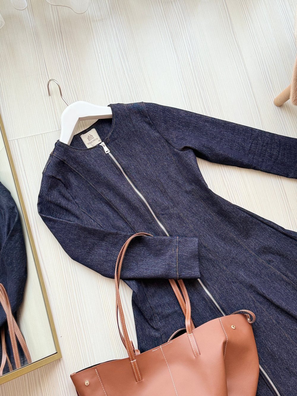 Fermuarlı Denim Elbise