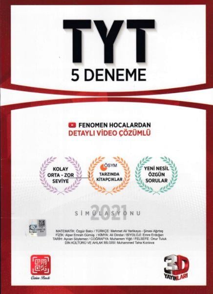 3D TYT Tamamı Video Çözümlü 5 Deneme (Yeni)