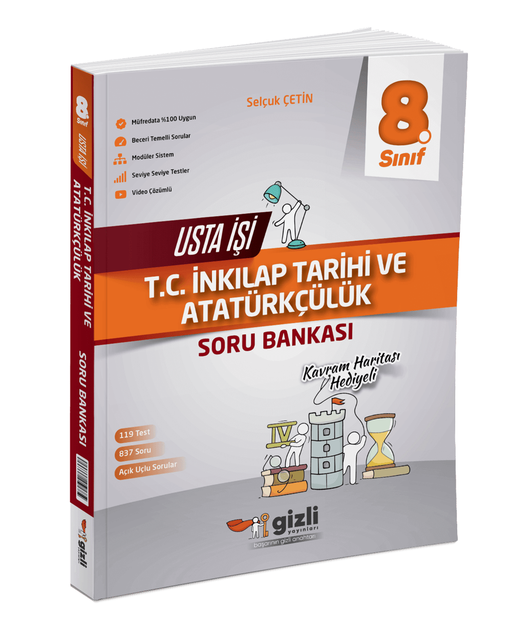 8. Sınıf Usta İşi T.C. İnkılap Tarihi ve Atatürkçülük Soru Bankası Gizli Yayınları