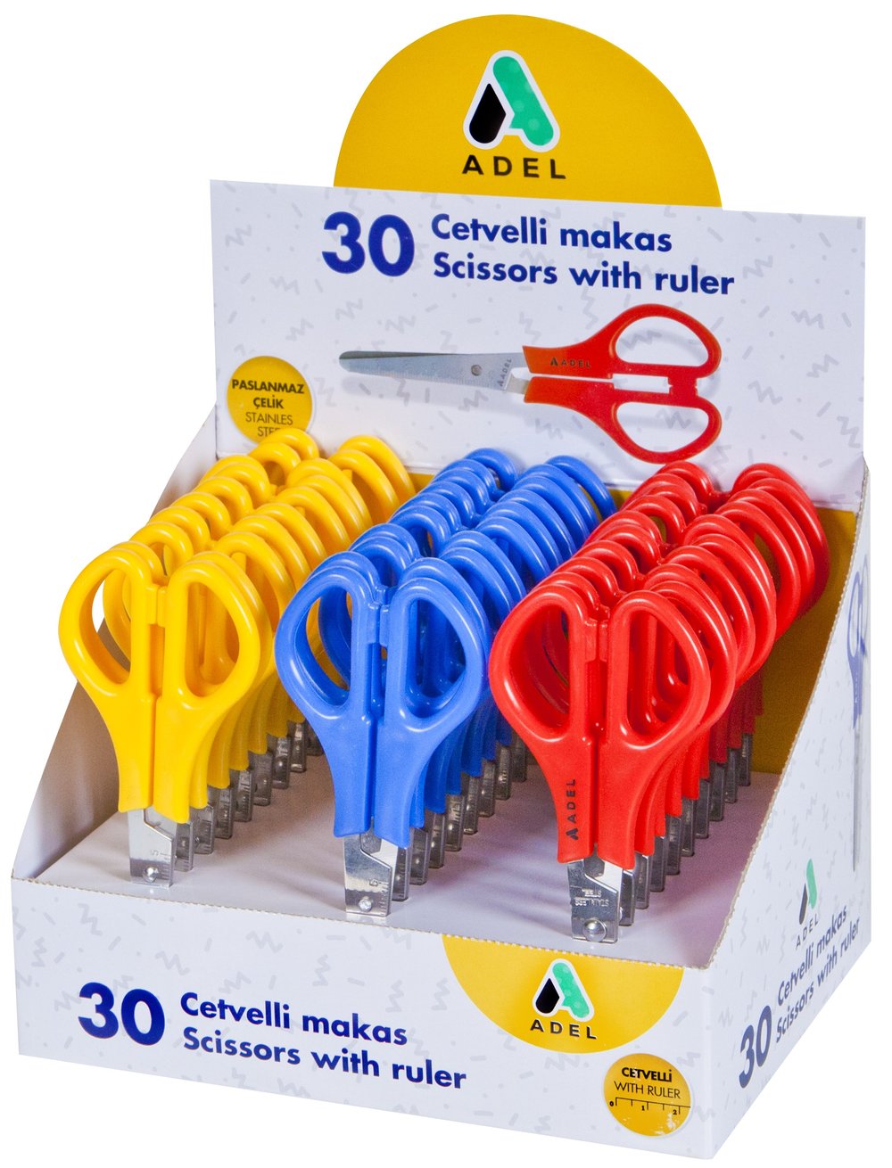 Adel Cetvelli Makas 30lu Stant Paket
