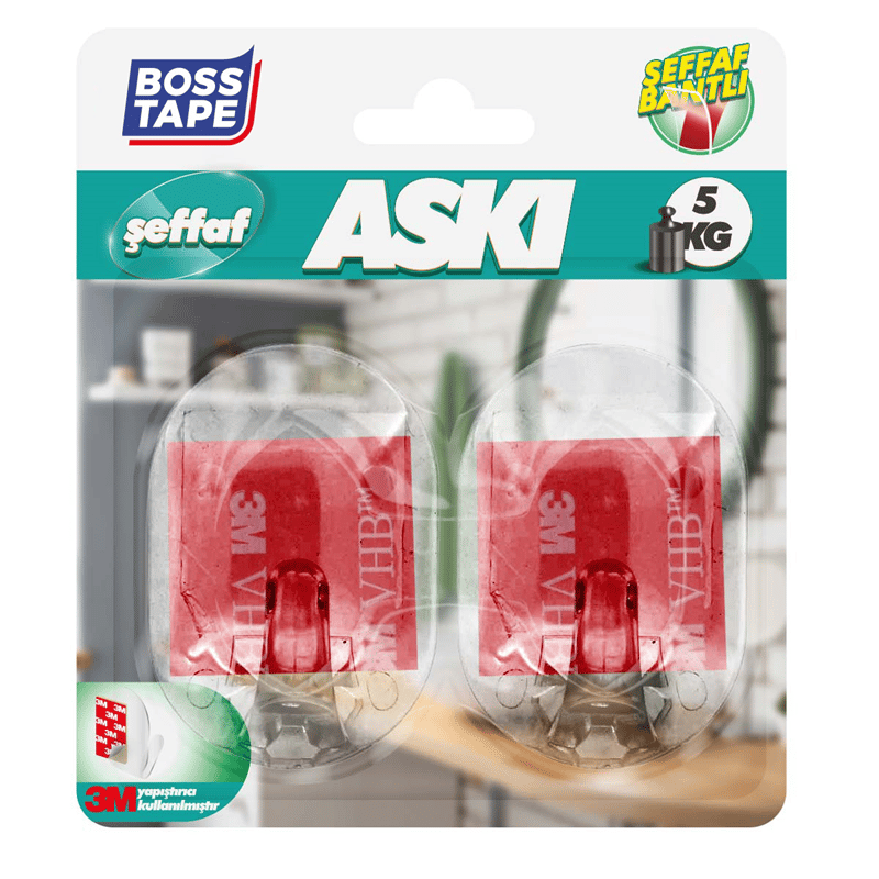 BOSS TAPE ASKI PLASTİK KENDİNDEN YAPIŞKANLI 3M BANT 5 KG BÜYÜK BOY ŞEFFAF 2 Lİ BLS. BT-11005