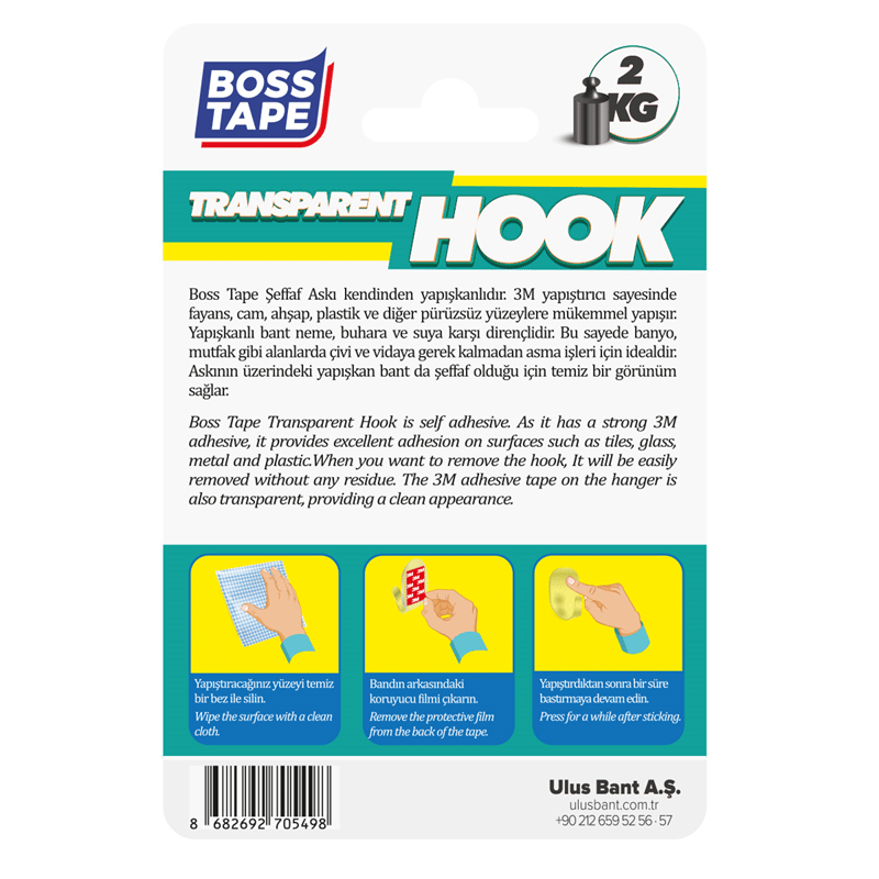 BOSS TAPE ASKI PLASTİK KENDİNDEN YAPIŞKANLI 3M BANT 2 KG KÜÇÜK BOY ŞEFFAF 2 Lİ BLS. BT-11007