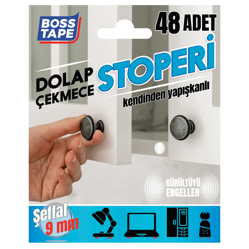 BOSS TAPE DOLAP STOPERİ 9 MM 48 ADET BT-03010