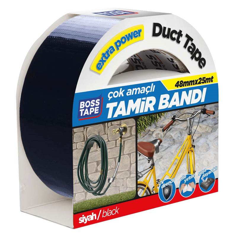 BOSS TAPE EXTRA DUCK TAPE TAMİR BANDI SİYAH 48 MM x 25M BT-02038