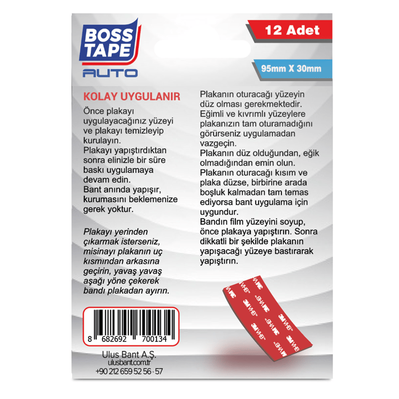 Boss Tape Montaj Bandı Plaka 95X30 Mm Blister Bt-09001