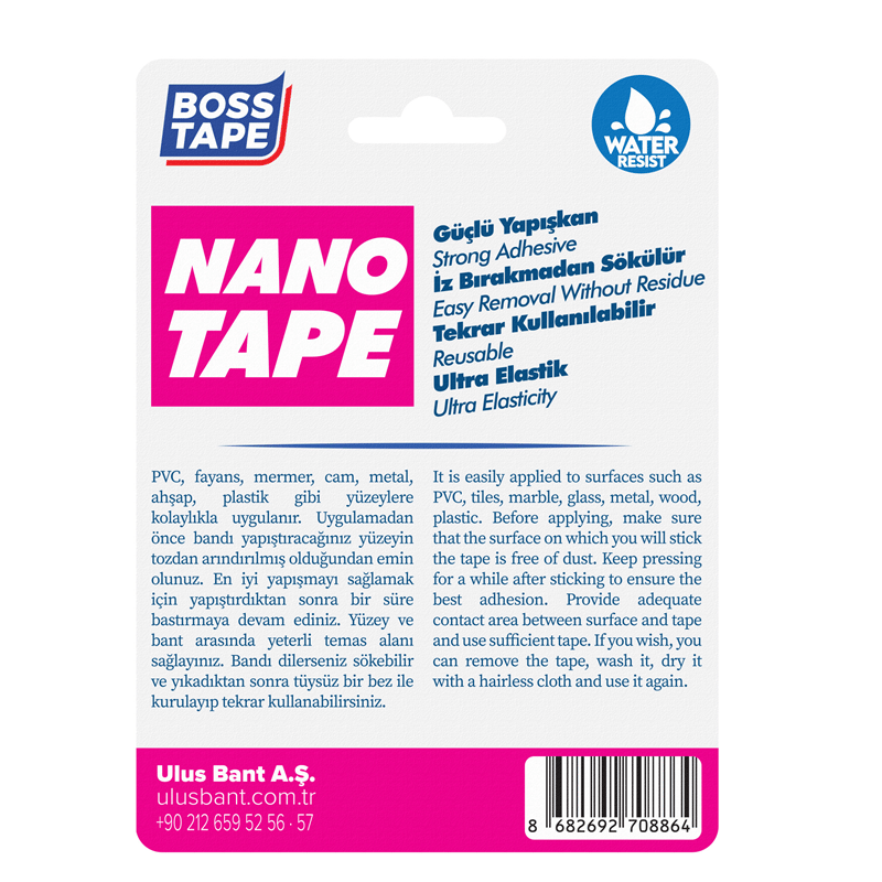 BOSS TAPE NANO BANT-MAGIC TAPE 19 MM x 2M PEMBE BLS. BT-01033