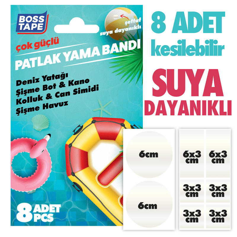 BOSS TAPE ÖZEL BANT ÇOK GÜÇLÜ PATLAK YAMA BANDI 6x3 CM 8 PARÇA BT-02024