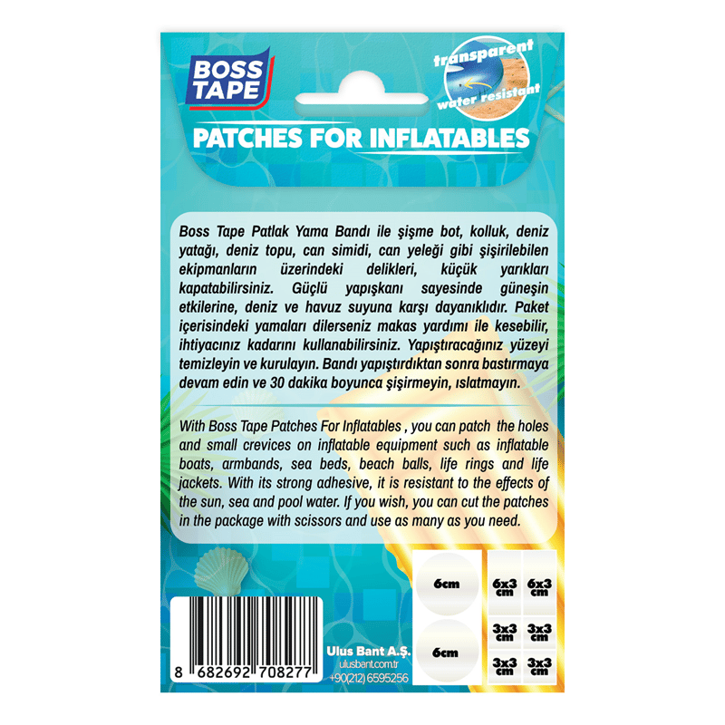 BOSS TAPE ÖZEL BANT ÇOK GÜÇLÜ PATLAK YAMA BANDI 6x3 CM 8 PARÇA BT-02024