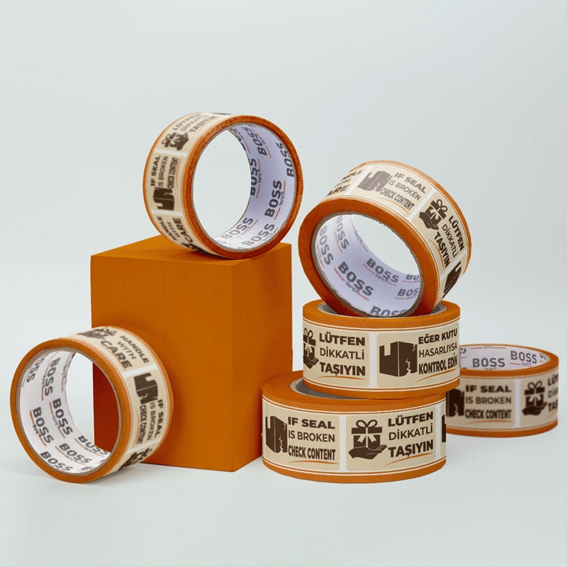 BOSS TAPE ÖZEL BANT UYARI BANDI BASKILI HANDLE WITH CARE-LÜTFEN DİKKATLİ TAŞIYIN 50 MM x 66M BT-08008