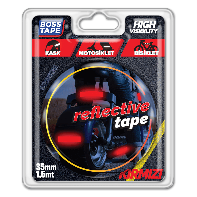 BOSS TAPE REKLEFTİF BANT 35 MM x 1.5M KIRMIZI BT-09003