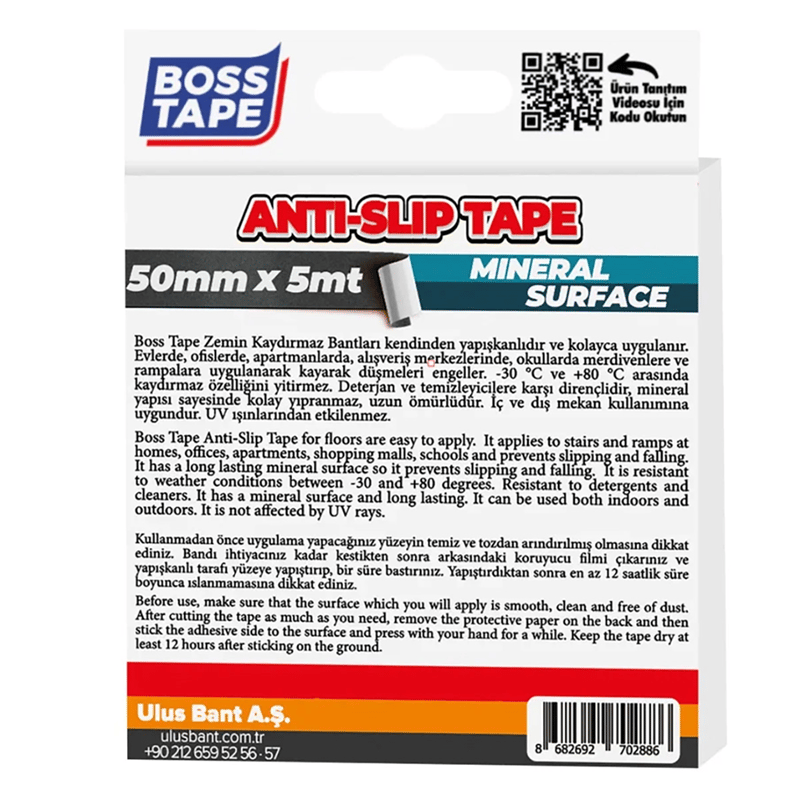 Boss Tape Zemin Kaydırmaz Bant İç Ve Dış Mekan 50 Mm X 5M Bt-10004