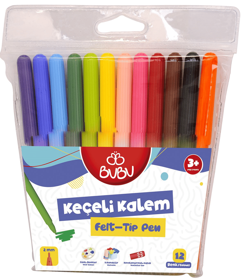 BU-BU KEÇELİ KALEM 12 RENK PVC BUBU-KEC001