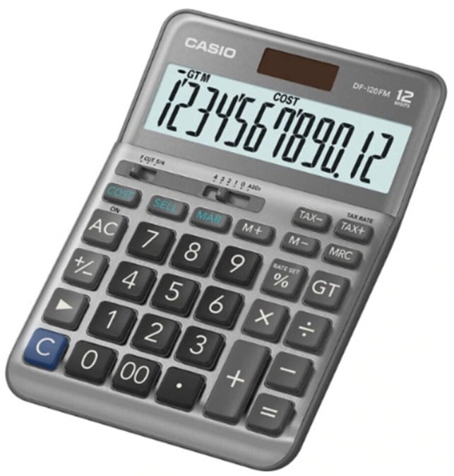 CASIO HESAP MAKİNESİ MASAÜSTÜ DF-120FM 12 HANE